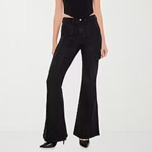 Forever 21 - Juniors Glitter Cargo Womens Mid Rise Flare Leg Jean Size 25 NWT